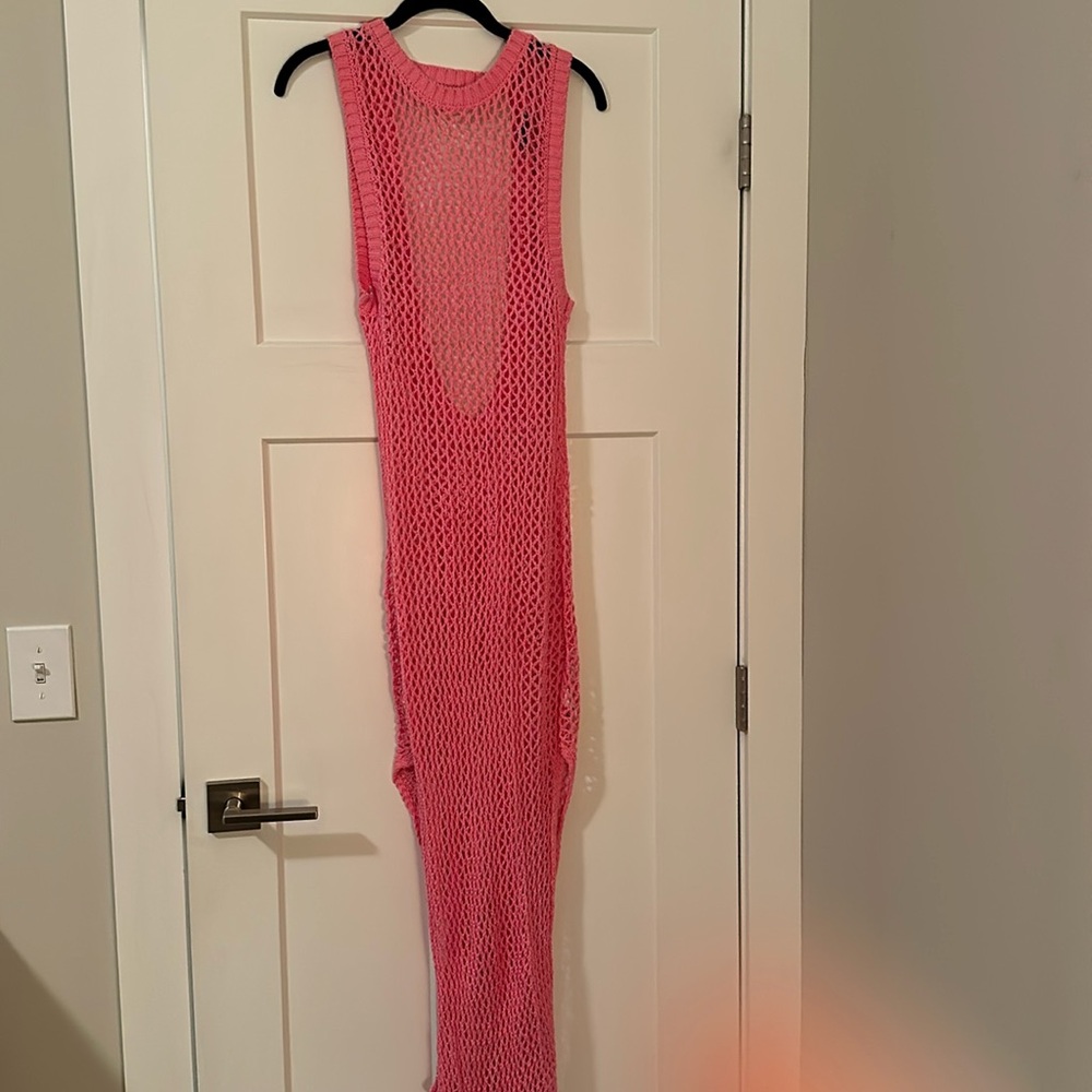 Beach Riot bubblegum pink crocheted beach dress size small